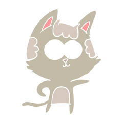 happy flat color style cartoon cat pointing