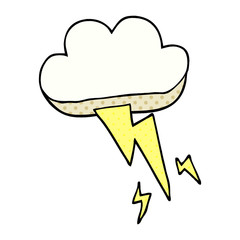 cartoon doodle thundercloud and lightning