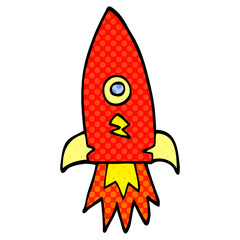 cartoon doodle space rocket