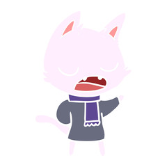 talking cat wearing winter clothes