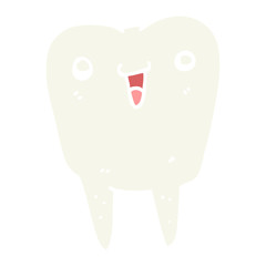 flat color style cartoon tooth