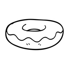 line drawing cartoon iced donut