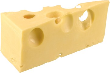 Swiss Cheese cut out on white