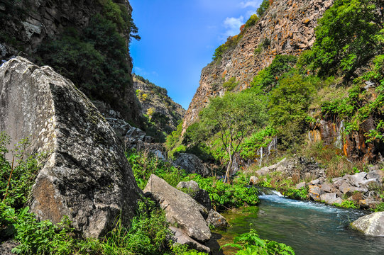 Dashbashi Canyon, Khrami river and Waterfall in Tsalka region, Georgia