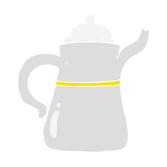 flat color illustration of a cartoon coffee pot