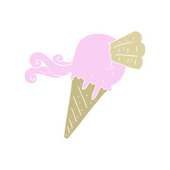 flat color illustration of a cartoon ice cream cone