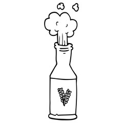 line drawing cartoon bottle of beer