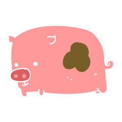 flat color style cartoon pig