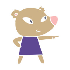 cute flat color style cartoon bear in dress