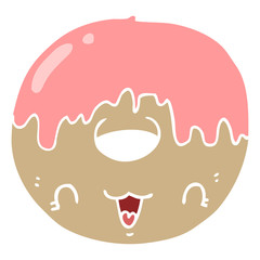 cute flat color style cartoon donut