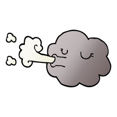 cartoon doodle cloud blowing a gale