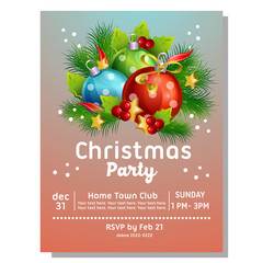 colorful christmas party invitation card with light ball