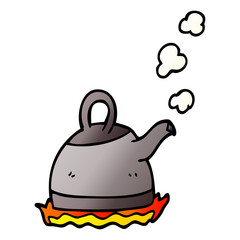 cartoon doodle kettle on stove