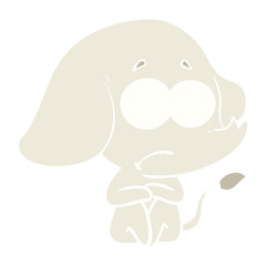 Fototapeta premium flat color style cartoon unsure elephant