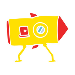 cartoon doodle landing spaceship