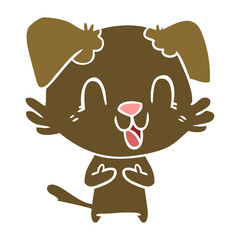 laughing flat color style cartoon dog