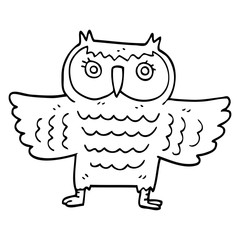 line drawing cartoon wise old owl