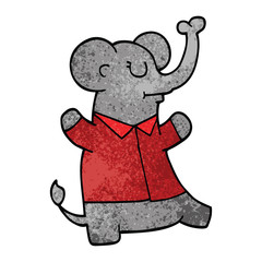 cartoon doodle elephant wearing shirt