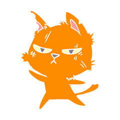 tough flat color style cartoon cat
