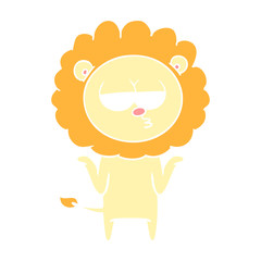 flat color style cartoon bored lion