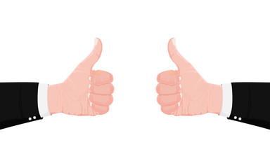 Hand symbol Like. Thumbs Up Hands of Professional Man isolated on white background.