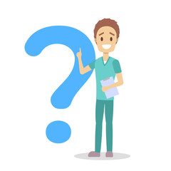 Male doctor in uniform holding a clipboard