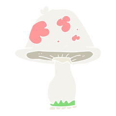 flat color illustration of a cartoon mushroom