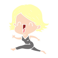 flat color style cartoon happy woman