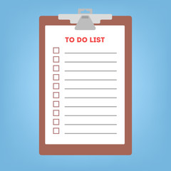 Long to do list on the clipboard