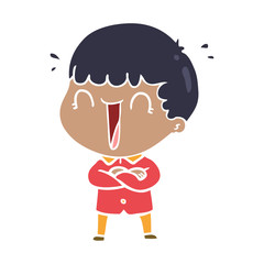 laughing flat color style cartoon man