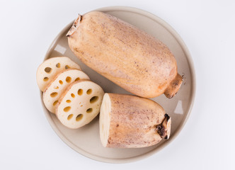 Top view of Lotus root on a plate
