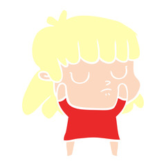 flat color style cartoon indifferent woman