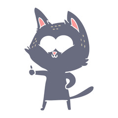 flat color style cartoon cat giving thumbs up