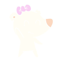 female polar bear flat color style cartoon