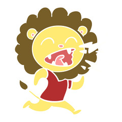 flat color style cartoon roaring lion