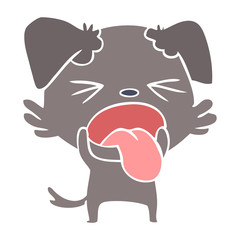 flat color style cartoon disgusted dog