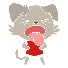 flat color style cartoon disgusted dog