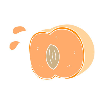 flat color illustration of a cartoon juicy peach