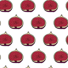 Calligraphy fig vector seamless natural pattern