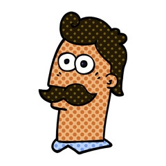 cartoon doodle man with moustache