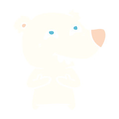 flat color style cartoon polar bear showing teeth