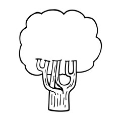 line drawing cartoon blooming tree