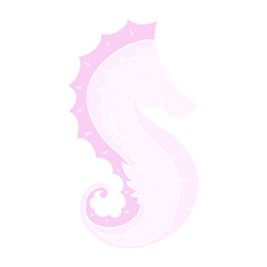 flat color style cartoon sea horse
