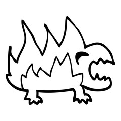 line drawing cartoon fire demon