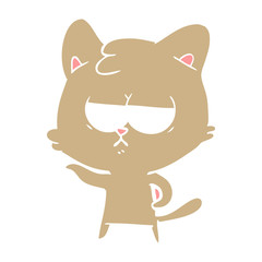 bored flat color style cartoon cat