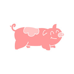 flat color illustration of a cartoon pig