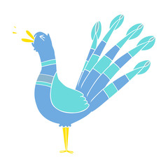 flat color style cartoon peacock