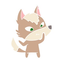 friendly flat color style cartoon wolf