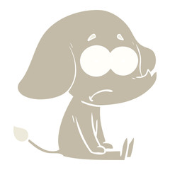 flat color style cartoon unsure elephant sat on floor