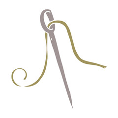 cartoon doodle needle and thread